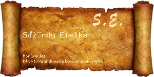 Sárdy Etelka névjegykártya